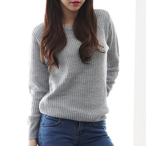 핑예 여성용 와플라운드 니트
