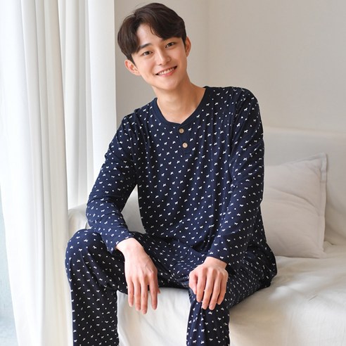 속옷미인 남성용 피치기모 동물 잠옷 상하의