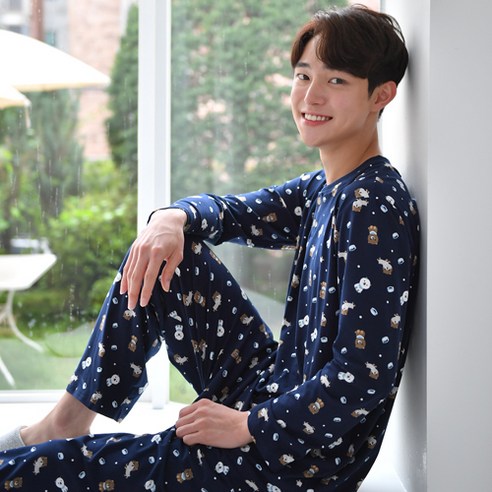 속옷미인 남성용 피치기모 동물 잠옷 상하의