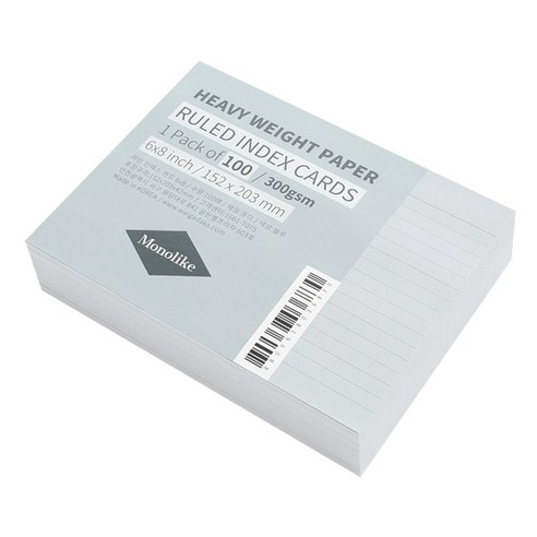 왈가닥스 컬러 룰드 인덱스카드 152 x 203 mm 100매, 블루, 1개