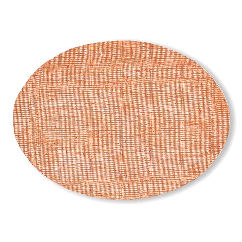 모던트위스트 오벌 린넨 플레이스 테이블 매트, 텐져린, 49 x 35.5 cm