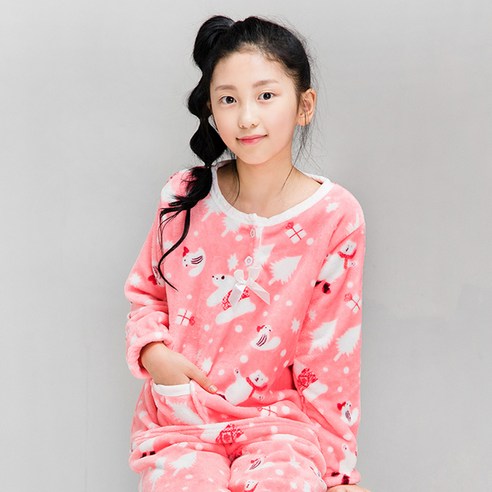 이라인 여아용 학생 캔디곰 수면 잠옷