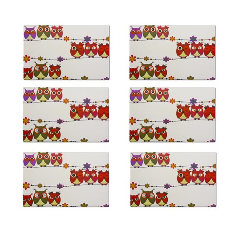 BLOOMING PP 테이블매트 6p, 부엉이패밀리, 43 x 28 cm