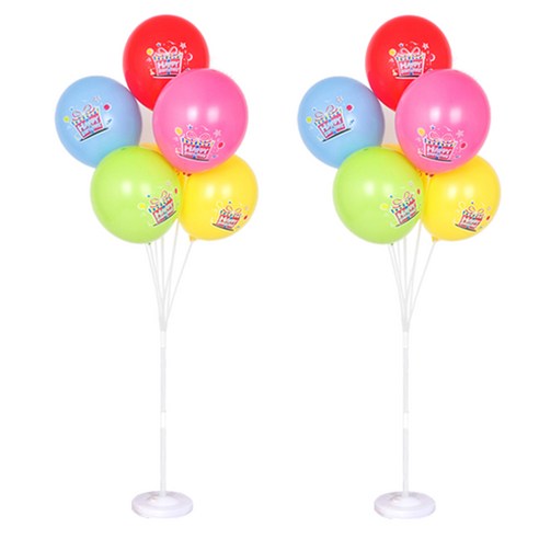 파티쇼 풍선꽂이 장식 세트 130cm, 컬러풀 해피벌스데이선물상자, 2세트
