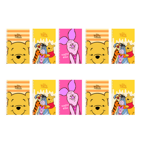디즈니 푸우 미니 좌철 스프링 노트 40매, 랜덤 발송, 10개