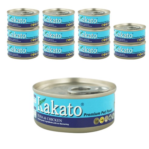 카카토 프리미엄 Cats&Dogs 수제간식캔 70g, 참치 + 치킨 혼합맛, 12개