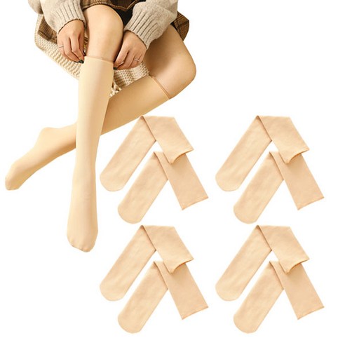 두발로 여성용 융털 기모 장목 양말 5켤레