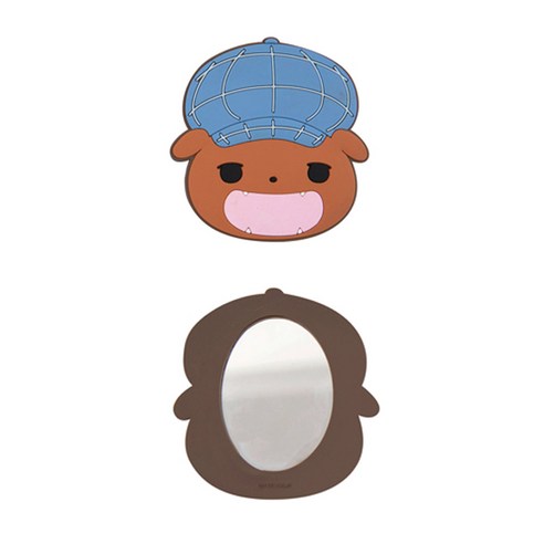 아이세움 엉덩이탐정 실리콘 미니 손거울, 브라운, 2개