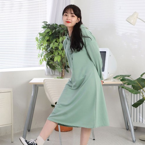 페이퍼먼츠 스트링 루즈핏 롱 후드 원피스 6910