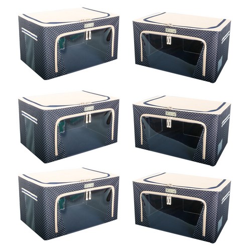 마이닝 땡땡이 리빙박스 66L, 네이비, 6개