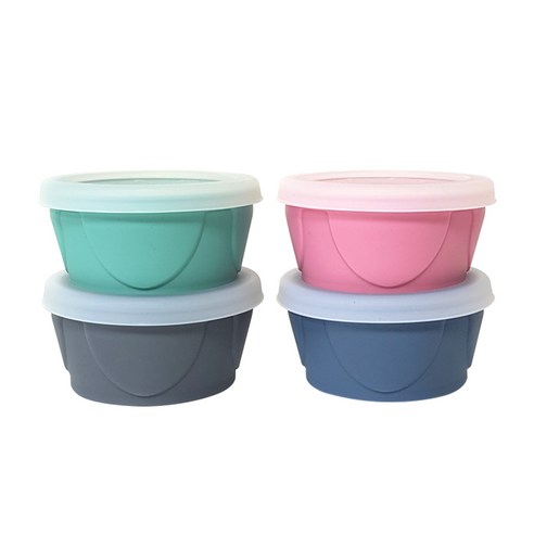 아가프라 야미 이유식보관용기 B타입 120ml, 민트, 블루, 핑크, 그레이, 4개