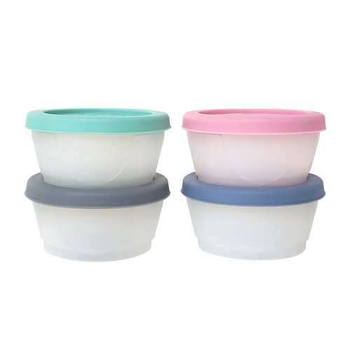 아가프라 야미 이유식보관용기 C타입 120ml, 민트, 블루, 핑크, 그레이, 4개