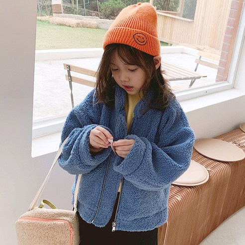 리틀래빗 아동용 CW 레터링 뽀글 자켓