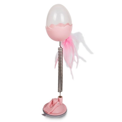 딩동펫 고양이 깃털 스프링 간식토이, 핑크, 1개