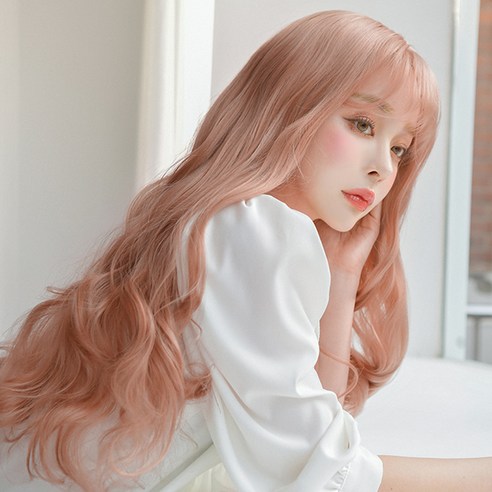 가발나라 여성 통가발 시스루뱅 큐닉웨이브 S, 리빙코랄, 1개