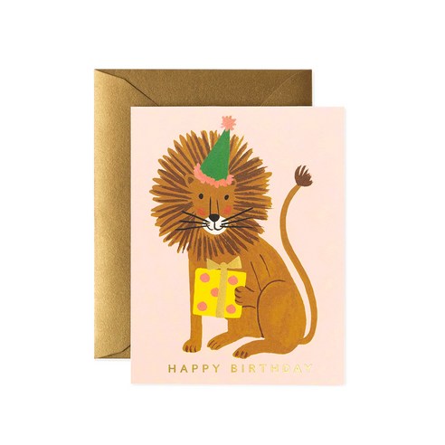 라이플페이퍼 LION BIRTHDAY 카드, 혼합 색상, 1개