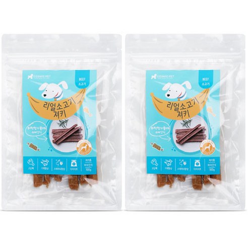 코스믹펫 강아지 수제간식 리얼져키 100g, 소고기, 2개