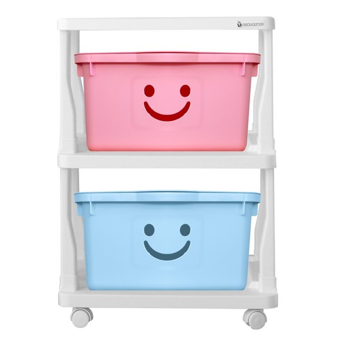 보노하우스 파스텔 해피프레임 수납함 2단, C타입(핑크, 블루), 1개