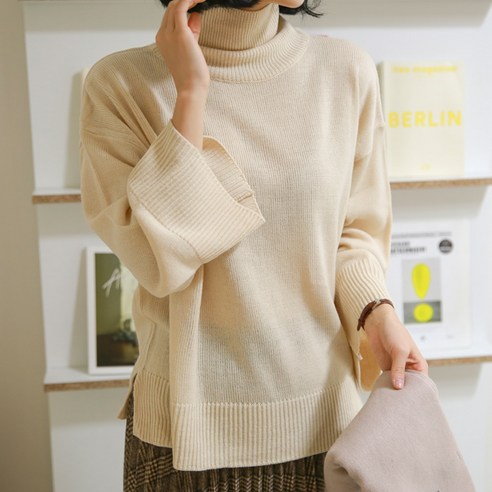 아모르데이 여성용 에티유폴라 루즈핏 데일리 터틀넥 니트 스웨터