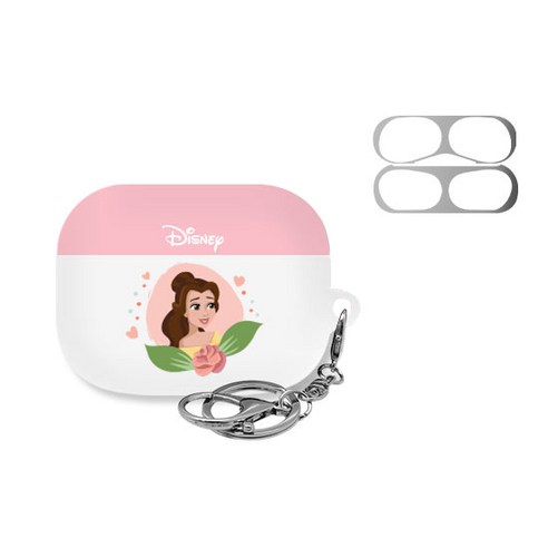 디즈니 프린세스 에어팟프로 이어폰 하드케이스 + 철가루 방지 스티커, 04 벨