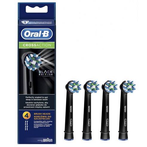 오랄비 크로스액션 블랙 에디션 전동 칫솔 리필모, 4개, EB50BK