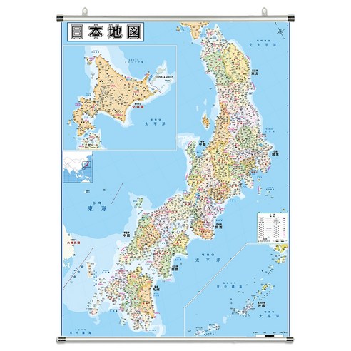 지도닷컴 족자형 일본 지도 소 110 x 78 cm + 족자 걸이 + 세계지도 세트, 1세트