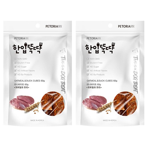 한입뚝딱 미니바이트강아지 간식 60g, 오트밀 + 오리 혼합맛, 2개