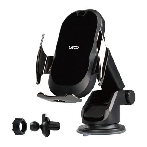 레토 차량용 자동 센서 고속 무선 충전 핸드폰 거치대 15W LWC-C02A, 1개, 블랙크롬