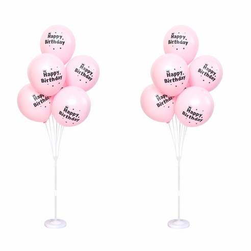 파티쇼 풍선꽂이 장식세트 130cm, 매트파스텔생일핑크, 2세트