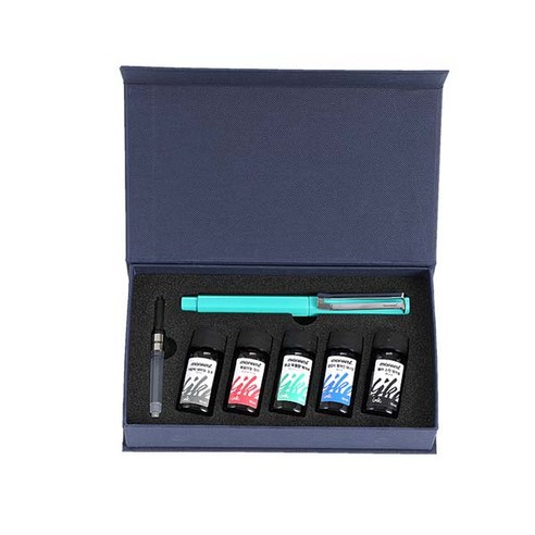 모나미 153 네오 만년필 세트 + 병잉크 10ml x 5종, F, 아쿠아프레시