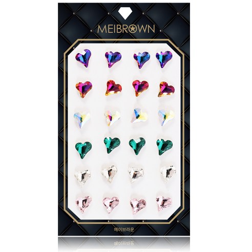 메이브라운 네일 스톤 대용량 3D컷 하트스톤 네일파츠 MBS012, 혼합색상, 1세트