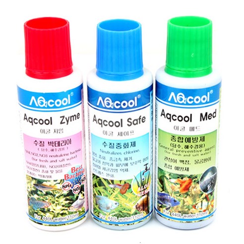 아쿨 물갈이약 110ml 세트 자임 + 세이프 + 매드, 1세트