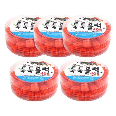 이지피아 툭툭 블럭 리필 40g 5p, 주황, 5개