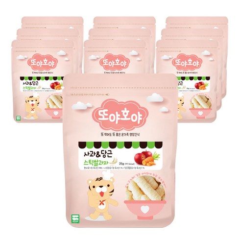 또야호야 유기농 과자 스틱, 사과 당근, 10개, 25g