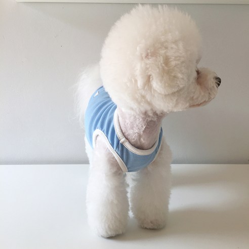 매그독 강아지 소다 민소매 티, 스카이블루