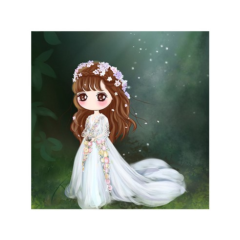 케이엠엘리 5D 러블리걸 시리즈 보석 십자수 20 x 20 cm, D, 1개