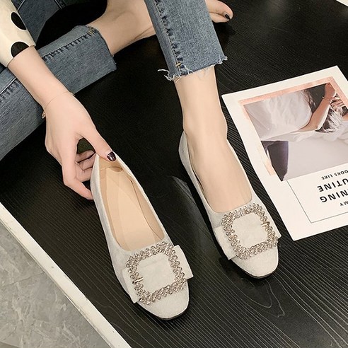 콩 K SHOES 스퀘어장식 미미코 여성 플랫슈즈