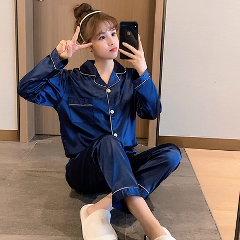 세컨핑크 여성용 셔츠 카라 투피스 파자마 세트