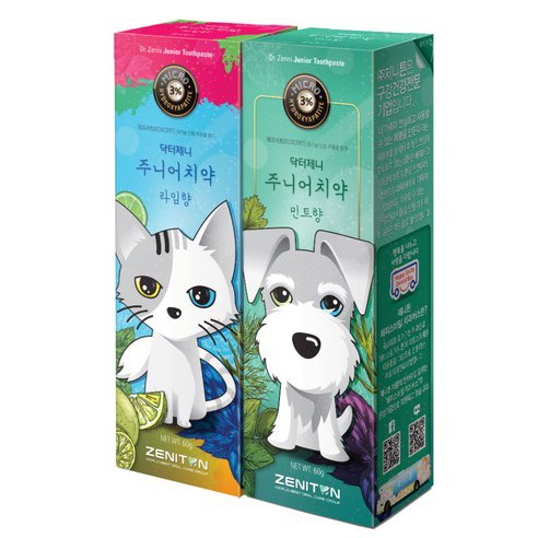 제니튼 닥터제니 주니어치약 라임향 60g + 민트향 60g, 1세트