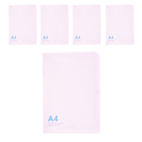 에코청운 PP 뉴 칼라 지퍼 화일 A4, 분홍, 5개