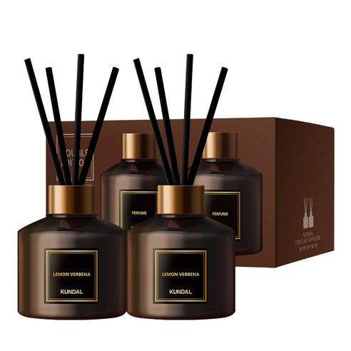 쿤달 퍼퓸 디퓨저 200ml 2개 + 섬유스틱 10개 세트, 1세트, 레몬버베나향