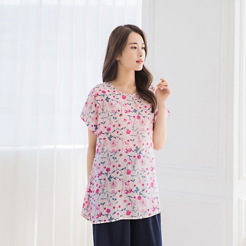 디노바시 여성용 인견 반팔 롱티셔츠