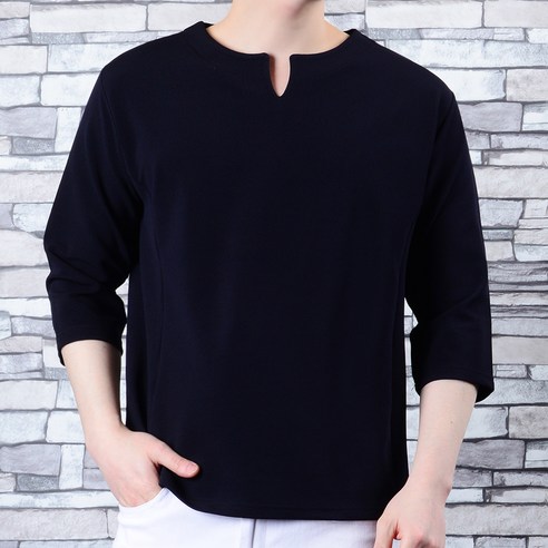 타운클로 남성용 솔리드 트임 7부 티셔츠