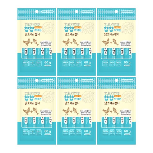 챱챱 짜먹는 닭고기와 참치 습식간식, 닭고기 + 참치 혼합맛, 15g, 6개