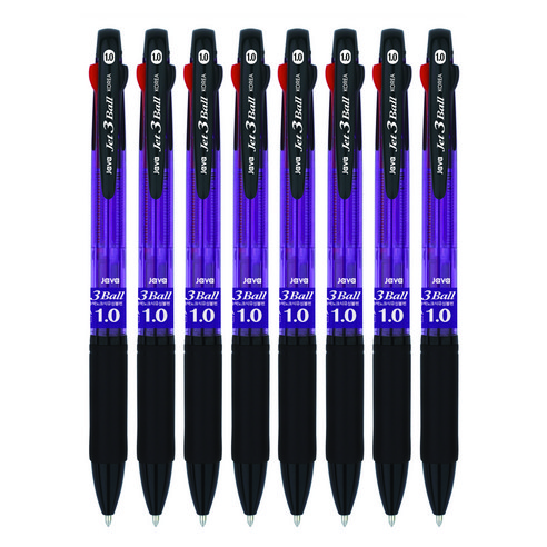 자바펜 제트 3볼 멀티펜 1.0mm, 퍼플, 8개