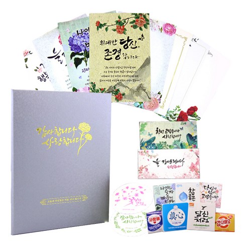감사장 케이스 + 상장용지 8p + 용품 3종 세트, 1세트, 프리미엄 실버