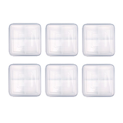 제오닉 나눔 정사각 찬통 4칸 1300ml, 6개, 단품