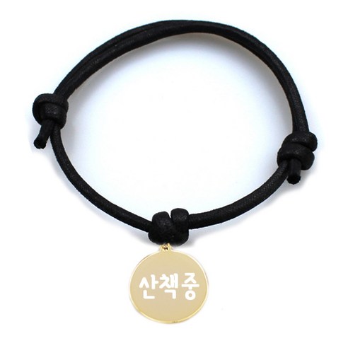 펫츠룩 굿모닝 원형 팬던트 반려동물 목걸이 산책중, 목걸이(블랙), 팬던트(골드)