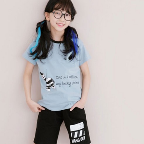 잭키드 여아용 지브라 반팔티