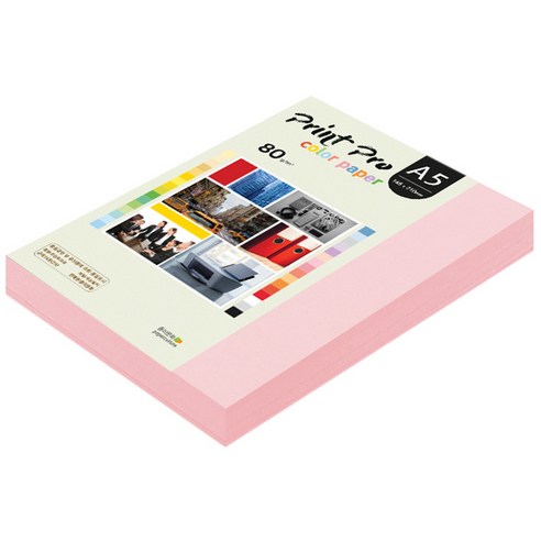 종이문화 프린트 프로 칼라 복사용지 No 23 코스모스핑크 80g, A5, 250개